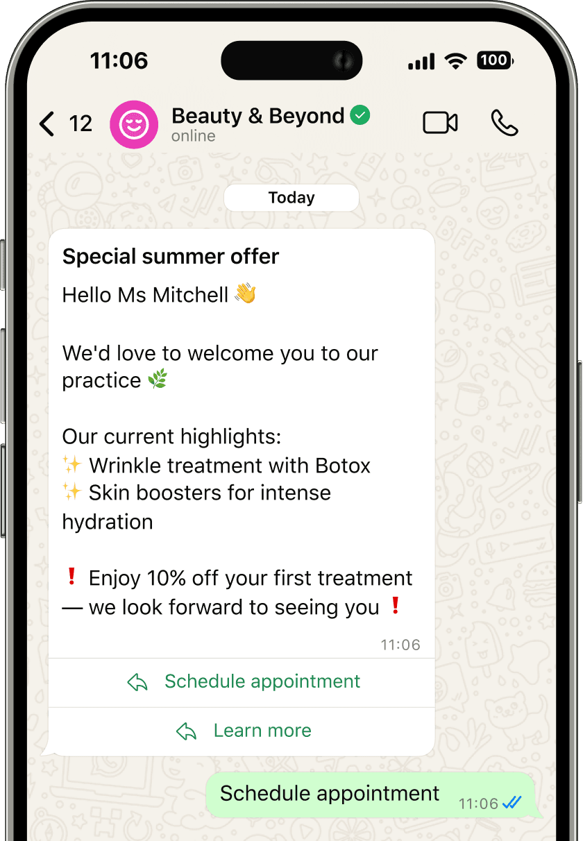 WhatsApp newsletter for existing customers