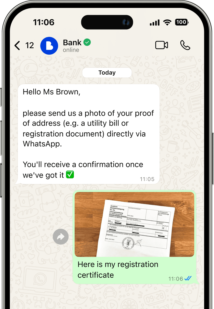 Document exchange via WhatsApp