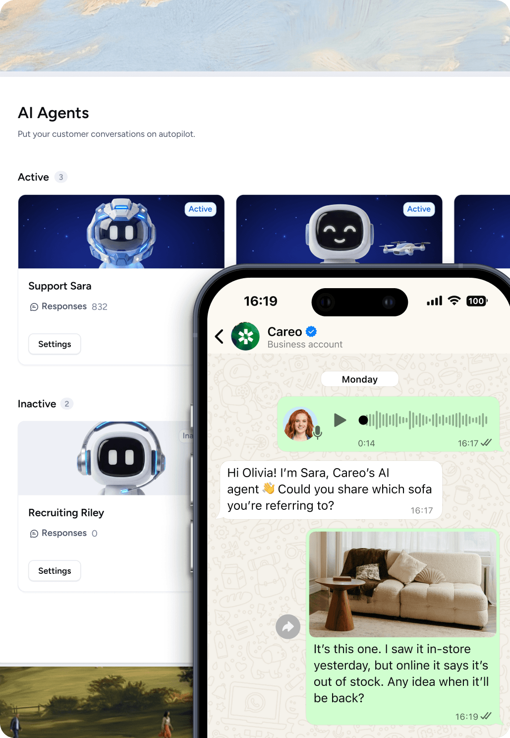 Aperçu de l'agent IA de Superchat