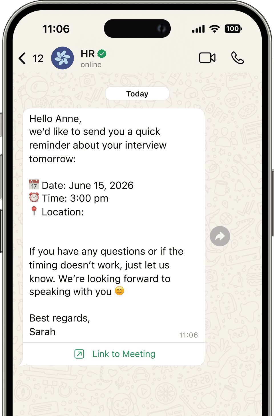 Promemoria automatici degli appuntamenti tramite WhatsApp
