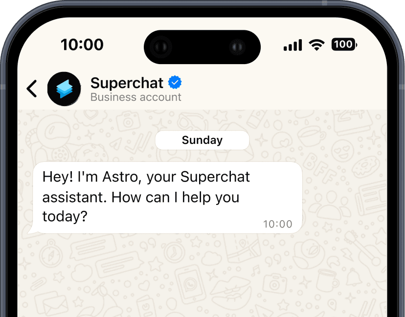 Conversation WhatsApp avec l'agent IA de Superchat